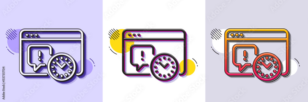 Poster project deadline line icon. halftone dotted pattern. gradient icon with grain shadow. time managemen