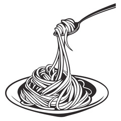 silhouette spaghetti on white background