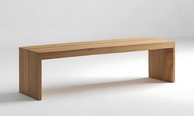 Wooden Bench on White Studio Background