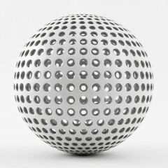 Perforated metallic sphere isolated on white background