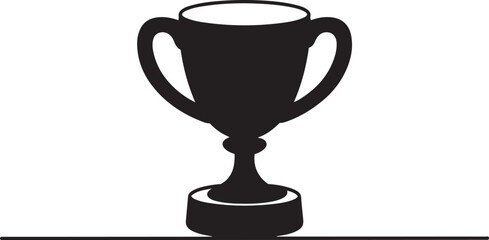 Black silhouette trophy cup with base, classic award and victory symbol