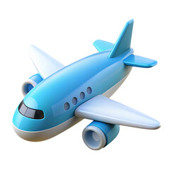 Obraz premium Cartoon airplane icon 3d render isolated on transparent background