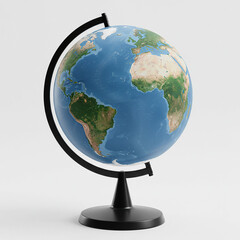 Globe model with continents and oceans