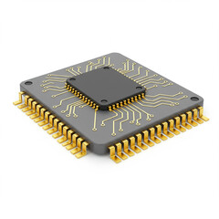 Computer processor isolated on white background