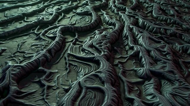 Cracked Alien Ground with Pulsing Ridges