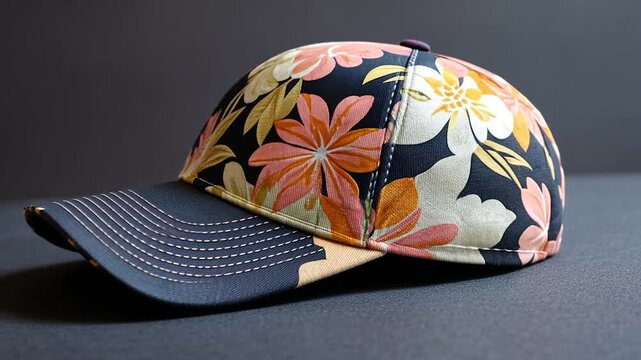 Baseball cap with vibrant floral design for fashion and outdoor activities