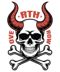 Horned Skull & Crossbones Art - Rebellious Urban Style
