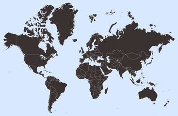 
Editable World Map with All Countries &ndash; Vector Map of the World with Separated, Distinguishable, and Labeled Countries. 