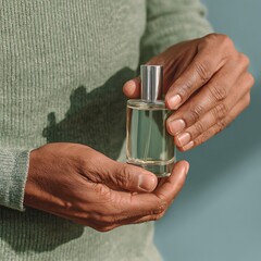 Fragrance Presentation: Hands Holding Glass Perfume Bottle