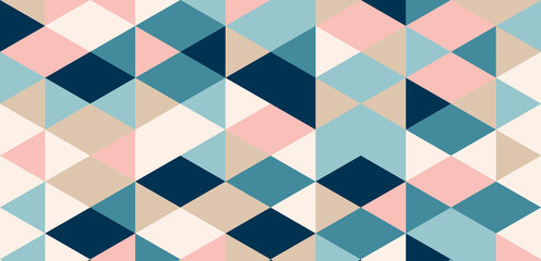 Seamless geometric pattern in pastel colors. A mosaic of triangles. Template for banners, posters, and other projects