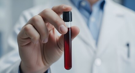 Medical Laboratory Technician Holding Blood Sample Test Tube