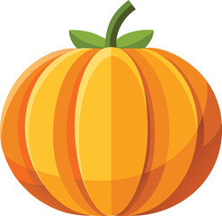 Pumpkin isolated on white, a vibrant orange autumn vegetable, ideal for Halloween, Thanksgiving, or fall harvest illustrations