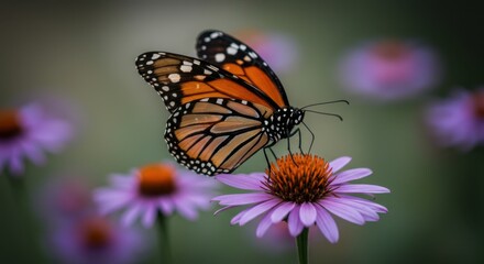 Fototapeta premium Monarch Butterfly on Purple Coneflower