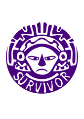 survivor 2012 maya statue masque mask logo tampon