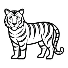 Tiger line art vector illustration on white background