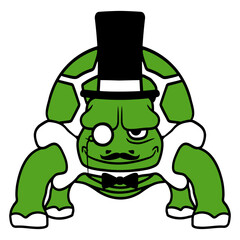Mr. Tortoise Sir Gentleman Rich Top Hat Monocle Isolated Vector Graphic Design Illustration
