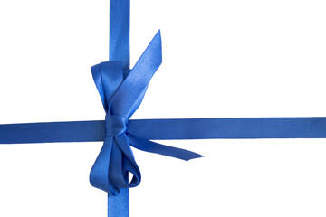 Pair of ribbons crossing in a cross with a blue bow. Transparent background, PNG format. Ideal for...