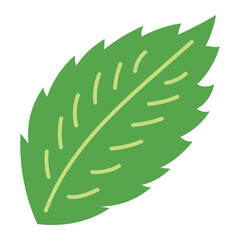 Single mint leaf hand drawn illustration, isolated vector. Flat style design. Summer clip art, seasonal element, print. Cocktail garnish, beach bar, pool party. Aromatic herb, cooking, baking © Maria Skrigan