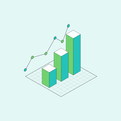 Bar chart icon, Growth chart sign, Progress bar symbol vector Illustration