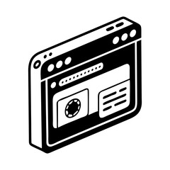 Isometric view of a stylized internet browser window or website design silhouette vector
