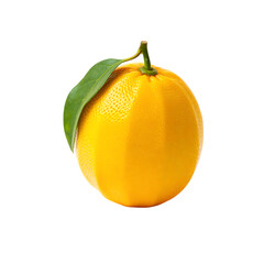 Vibrant Yellow Citrus Fruit A Close-Up of a Juicy Lemon with Leaf