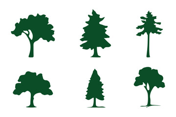 Tree and forest silhouettes - Vector illustration collection of trees and wilderness objects to create your own nature scene.