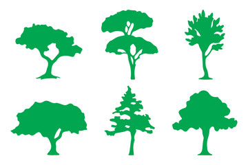 Fototapeta premium Tree and forest silhouettes - Vector illustration collection of trees and wilderness objects to create your own nature scene.
