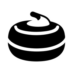 Simple Black and White Curling Stone Vector Icon Graphic Illustration silhouette vector