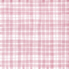 Pink Plaid Gingham Check Hand Drawn Background Pattern Overlay
