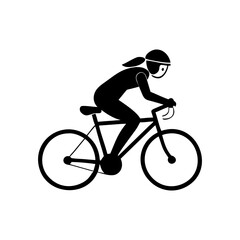 Silhouette of a woman riding a bicycle with a helmet on a transparent background silhouette vector