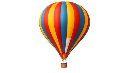 Naklejka premium Colorful Striped Hot Air Balloon in Red, Yellow, Blue, White - Adventure Travel Isolated Transparent PNG