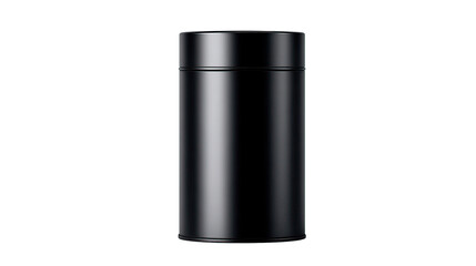 A sleek container in a studio setting showcasing its cylindrical form and smooth surface texture design style on transparent background