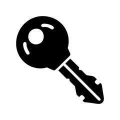 Stylized Key Illustration in Solid Black on transparent background with Cutouts silhouette vector
