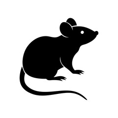 Simple black silhouette vector of a mouse looking to the right side silhouette vector