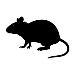 A Silhouette of a House Mouse Featuring a Long Tail and Whiskers silhouette vector