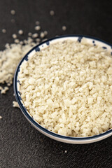 Food salt crystals sea food salt spices food additive gourmet food background on the table rustic food top view copy space