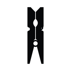 Clothespin Silhouette. Black and White Icon Design Elements on Isolated White Background