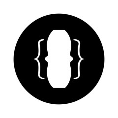 Enclosed White Shape with Brackets Symbol in a Black Circle Background silhouette vector