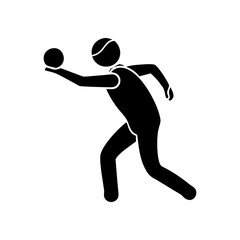 Pictogram illustration showing a generic person throwing or bowling a ball forward silhouette vector