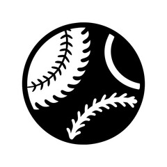 Stylized baseball illustration in black and white silhouette design for sports use silhouette vector