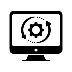 Software update icon displayed on a computer screen with a gear silhouette vector