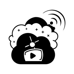 CloudBased Video Streaming Service and Entertainment with Wireless Connection Icon silhouette vector