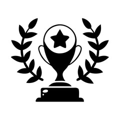 Trophy with star and laurel wreath, a symbol of achievement and success silhouette vector