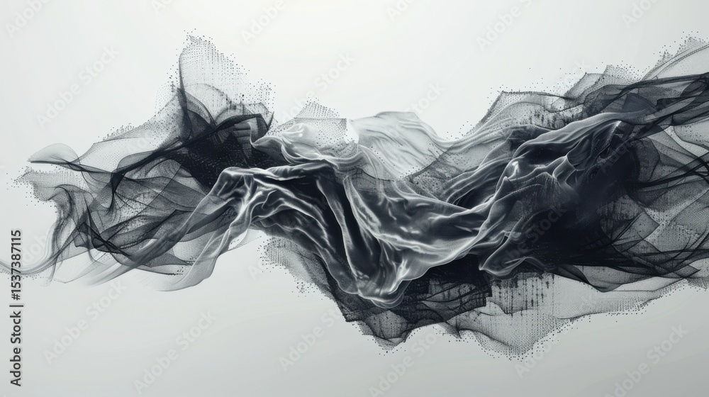 Fototapete minimal futuristic abstract lines with floating digital particles