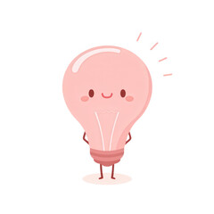 Cute Cartoon Character of a Smiling Light Bulb with Cheerful Expression