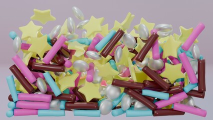 vivid sprinkles splash on the pink background