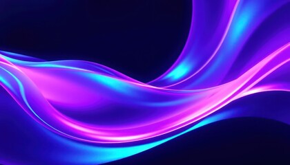 Obraz premium Futuristic Abstract Wavy Flow Background with Neon Lights and Glowing Effect