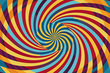 Colorful abstract background with swirling rainbow circles and a psychedelic spiral pattern
