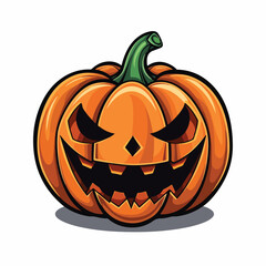 Detailed Halloween Pumpkin with Scary Face Icon, Vector Illustration for Festive Designs