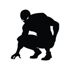 Spider Hero Crouching Silhouette Vector Art